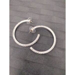 1.75" Round Austrian Crystal Hoop Earrings Titanium Post